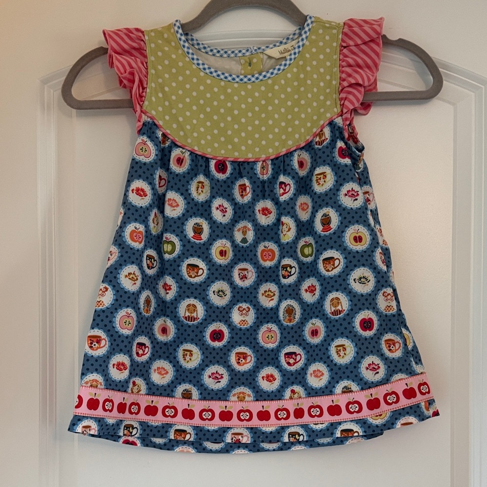 Matilda Jane Pink and Yellow Polka Dot top so cute for back to school!  Size 8